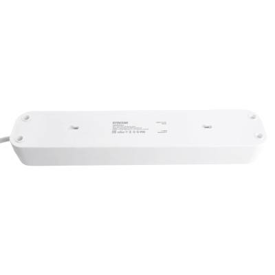 Удлинитель 4-местный с/з с выключ. STEKKER HM071-41-02 3x1мм2, 2м, 250В, 16А, 1USB+2C, 2.4A, сер Home, белый 50139