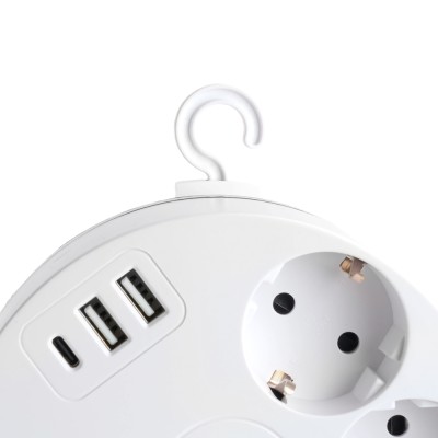 HM10-51-01 Удлинитель 5-местный с/з, 3x1мм2, 2.5м, 250В, 16А, 2USB+С 5V 3,1А, серия Comfort, белый 49591 HM10-51-01 Удлинитель 5-местный с/з, 3x1мм2, 2.5м, 250В, 16А, 2USB+С 5V 3,1А, серия Comfort, белый 49591