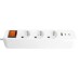Удлинитель 3-местный с/з с выключ. STEKKER HM071-31-02 3x1мм2, 2м, 250В, 16А, 1USB+2C, 2.4A, сер Home, белый 50136