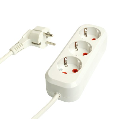 Удлинители STEKKER 49348, серия Home, цвет белый, длина 3 м, количество розеток 3, сталь, сечение кабеля 1 мм2, тип кабеля ПВС, материал кабеля -, ток 16А, напряжение 250В, максимальная нагрузка 3520Вт, тип вилки - прямая. Диапазон рабочих температур +1..