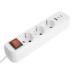 Удлинитель 3-местный с/з с выключ. STEKKER HM071-31-02 3x1мм2, 2м, 250В, 16А, 1USB+2C, 2.4A, сер Home, белый 50136