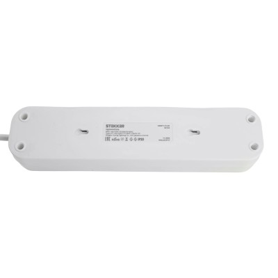 Удлинитель 3-местный с/з с выключ. STEKKER HM071-31-05 3x1мм2, 5м, 250В, 16А, 1USB+2C, 2.4A, сер Home, белый 50138