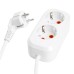 Удлинитель двухместный с/з STEKKER HM06-21-02 3x1мм2, 2м, серия Home, белый 49339