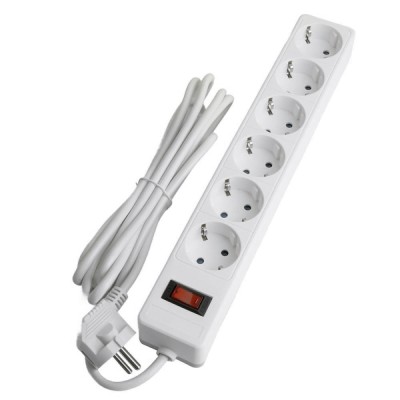 Сетевой фильтр 6-местный с/з STEKKER HM20-61-02 3x1мм2, 1,8 м, серия Optima, белый 50095 Сетевой фильтр 6-местный с/з STEKKER HM20-61-02 3x1мм2, 1,8 м, серия Optima, белый 50095