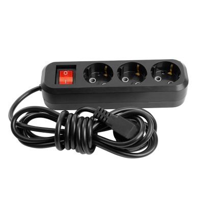 Удлинители STEKKER HM03-31-02, серия Home, цвет черный, длина 2 м, количество розеток 3, сталь, сечение кабеля 0.75 мм2, тип кабеля ПВС, материал кабеля -, ток 10А, напряжение 250В, максимальная нагрузка 2200Вт, тип вилки - угловая. Диапазон рабочих темпе