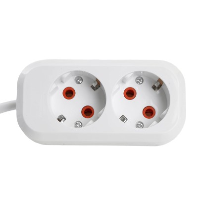Удлинитель двухместный с/з STEKKER HM06-21-02 3x1мм2, 2м, серия Home, белый 49339