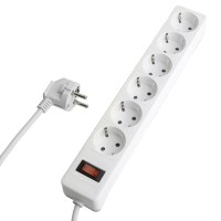 Сетевой фильтр 6-местный с/з STEKKER HM20-61-02 3x1мм2, 1,8 м, серия Optima, белый 50095