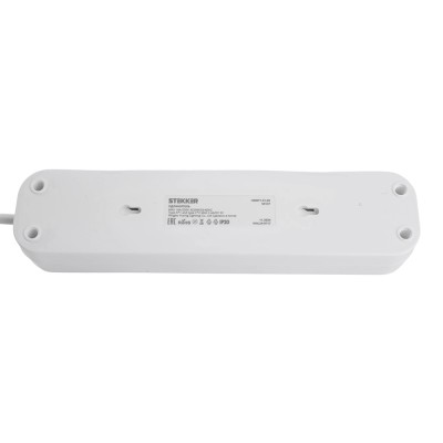 Удлинитель 3-местный с/з с выключ. STEKKER HM071-31-03 3x1мм2, 3м, 250В, 16А, 1USB+2C, 2.4A, сер Home, белый 50137