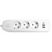 Удлинитель 3-местный c/з 3x1 мм2, 1,8 м, 250В, 10А, 2USB+1Type-C 2,4А, серия Home plus, белый STEKKER HM08-33-02 49970