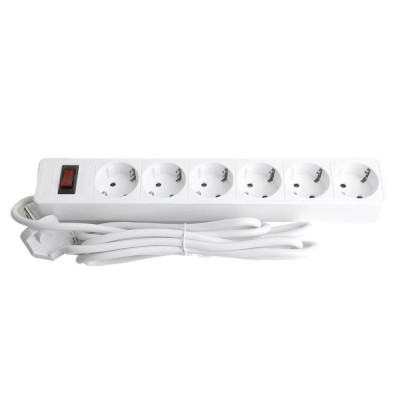 Сетевой фильтр 6-местный с/з STEKKER HM20-61-02 3x1мм2, 1,8 м, серия Optima, белый 50095 Сетевой фильтр 6-местный с/з STEKKER HM20-61-02 3x1мм2, 1,8 м, серия Optima, белый 50095