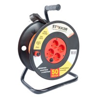 Удлинитель на катушке Stekker Standart STD01-40-50 (ТЕН303-197) 4-х местный с/з ПВС 3*1, оранжевый, 16А, IP40, 50м 49391