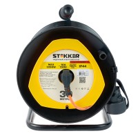 Удлинитель на пластиковой катушке Stekker STD02-11-30 (UG), 30м, 1гнездо с/з 3*1, оранжевый, серия Standart 39635