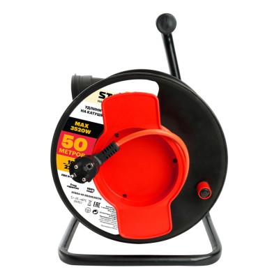 Удлинитель на пластиковой катушке STD04-10-50 (40289) 1-местный с/з 3*1,5, 50м, 250В, 16А, IP44, Standart 50176