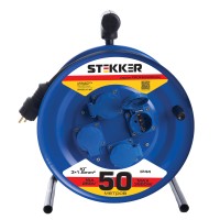 Удлинители STEKKER PRF02-31-50, серия Professional, цвет черный, длина 50 м, количество розеток 4, сталь, сечение кабеля 1.5 мм2, тип кабеля КГ, материал кабеля медь, ток 16А, напряжение 220В, максимальная нагрузка 3520Вт, тип вилки - прямая. Диапазон раб