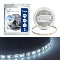 Cветодиодная LED лента Feron LS606, 60SMD(5050)/м 14.4Вт/м 5м IP20 12V 6500К