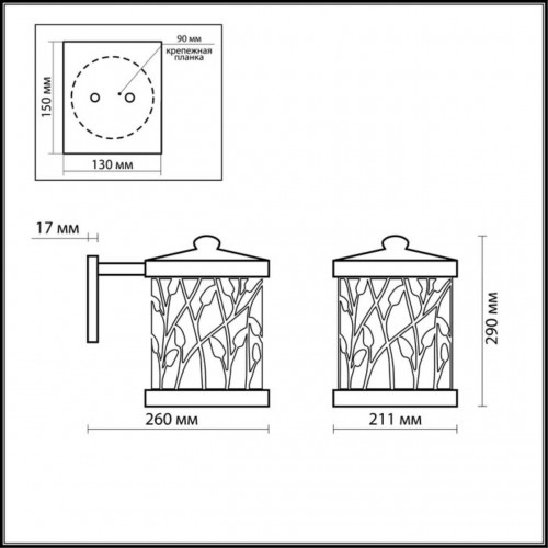 2287/1W NATURE ODL12 659 патина коричневый Уличный настен светильник IP44 E27 100W 220V LAGRA Odeon Light