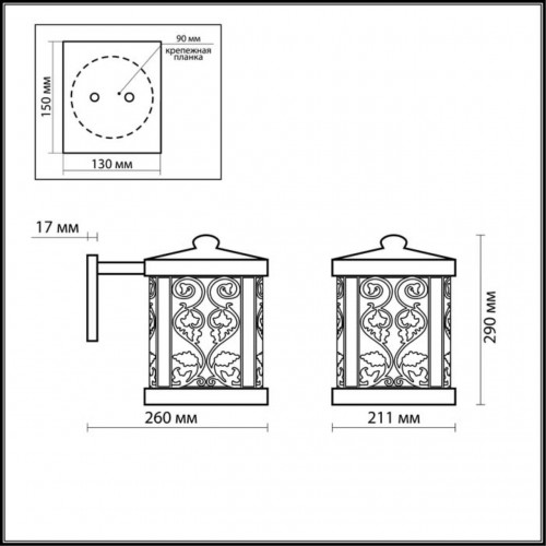 2286/1W NATURE ODL12 659 патина коричневый Уличный настен светильник IP44 E27 100W 220V LAGRA Odeon Light