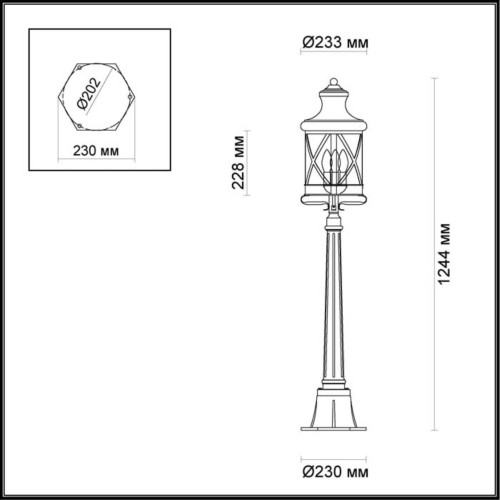 4045/3F NATURE ODL18 751 черный/золотая патина Уличный светильник, 124см IP44 E14 3*60W 220V SATION Odeon Light