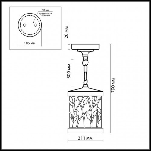 2287/1 NATURE ODL12 659 патина коричневый Уличный светильник-подвес IP44 E27 100W 220V LAGRA Odeon Light