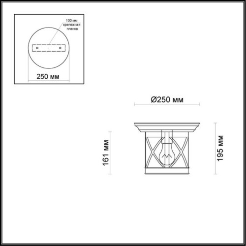 4045/1C NATURE ODL18 751 черный/зол.патина Уличный потолочный светильник IP44 E27 60W 220V SATION Odeon Light