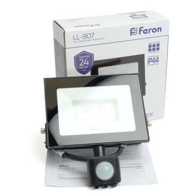 Светодиодный прожектор Feron с датчиком LL-907 IP44 30W 6400K 29557