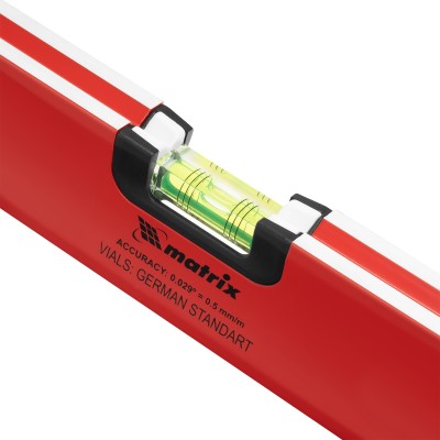 Уровень алюминиевый, 800 мм, 3 глазка, ударопрочные заглушки, двухкомпонентные ручки Matrix ProFI Уровень алюминиевый, 800 мм, 3 глазка, ударопрочные заглушки, двухкомпонентные ручки Matrix ProFI