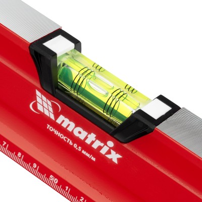 Уровень алюминиевый, магнит, фрезерованный, 3 глазка (1 зеркальный) двухкомпонентные рукоятки, 1000 мм Matrix