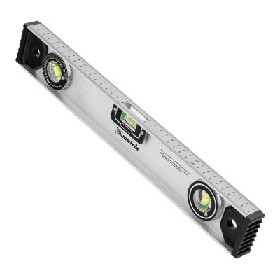 Уровень алюминиевый "Рельс", 400 мм, 3 глазка (1 поворотный) Matrix