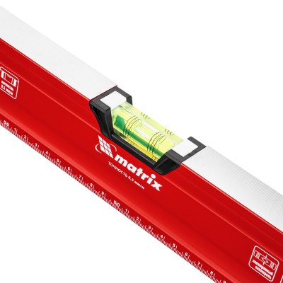 Уровень алюминиевый, магнит, фрезерованный, 3 глазка (1 зеркальный) двухкомпонентные рукоятки, 1200 мм Matrix