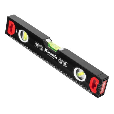 Уровень алюминиевый, усиленный, фрезерованный, 3 глазка, 400 мм Matrix