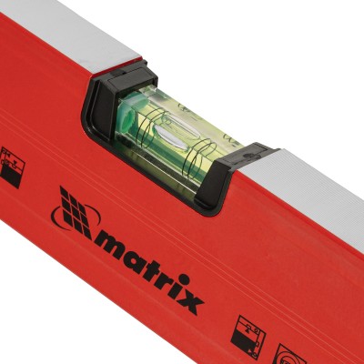 Уровень алюминиевый магнитный, 1000 мм, фрезерованный, 3 глазка (1 зеркальный) усиленный Matrix