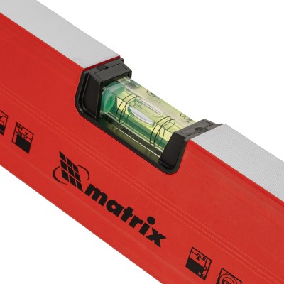 Уровень алюминиевый магнитный, 1800 мм, фрезерованный, 3 глазка (1 зеркальный) усиленный Matrix