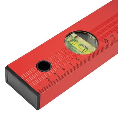 Уровень алюминиевый, 600 мм, 3 глазка, красный, линейка Matrix