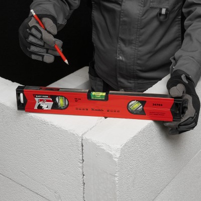 Уровень алюминиевый магнитный, 400 мм, фрезерованный, 3 глазка (1 зеркальный) усиленный Matrix