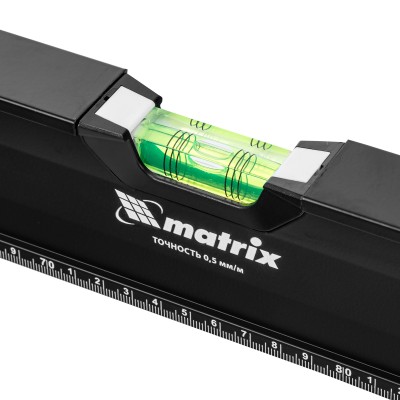 Уровень алюминиевый, усиленный, фрезерованный, 3 глазка, двухкомпонентные рукоятки, 1500 мм Matrix