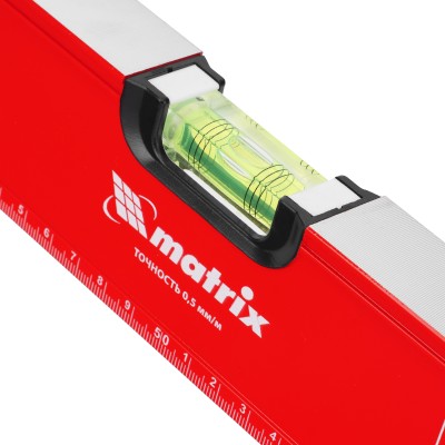 Уровень алюминиевый, фрезерованный, 3 глазка, рукоятки, 1000 мм Matrix