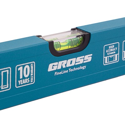 Уровень алюминиевый усиленный, 1200 мм, 3 глазка Gross Уровень алюминиевый усиленный, 1200 мм, 3 глазка Gross