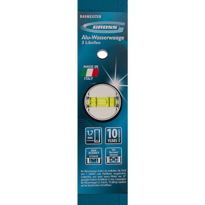 Уровень алюминиевый усиленный, 800 мм, 3 глазка Gross