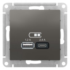 ATLASDESIGN USB РОЗЕТКА А+С, 5В/2,4 А, 2х5В/1,2 А, механизм, СТАЛЬ