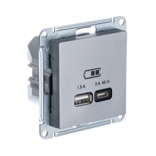 ATLASDESIGN USB РОЗЕТКА A + тип-C 45Вт высокоскор.заряд. QC, PD, механизм, СТАЛЬ