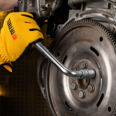 Вороток Г-образный, 250*50 мм, квадрат 1/2", CrV, матовый хром Denzel