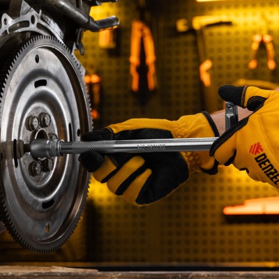 Вороток Г-образный, 250*50 мм, квадрат 1/2", CrV, матовый хром Denzel