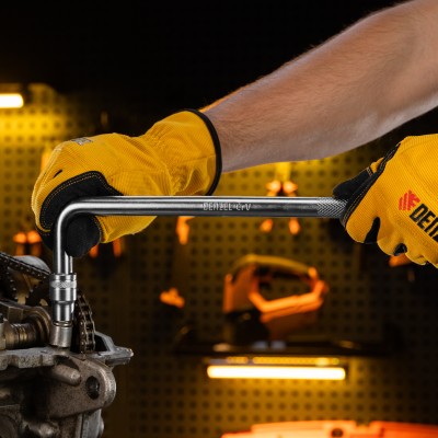 Вороток Г-образный, 300*75 мм, квадрат 1/2", CrV, матовый хром Denzel