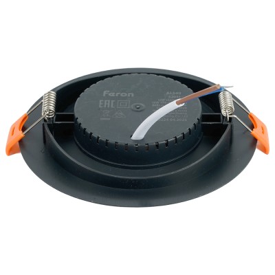 Светодиодный светильник Feron.ONE AL540 встраиваемый 12W 4000K черный "круг"