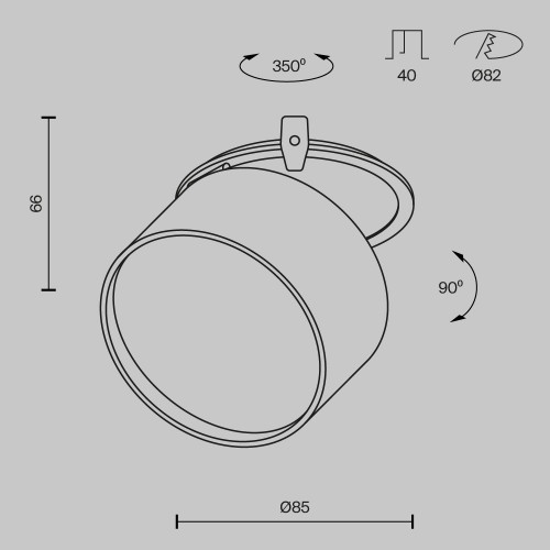 Встраиваемый светильник Technical DL024-12W3K-BMG