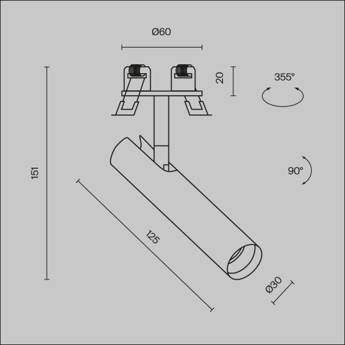 Встраиваемый светильник Technical C141RS-L125-6W3K-W