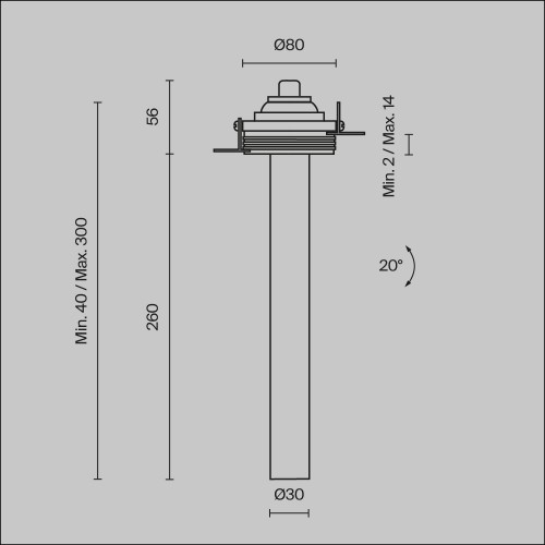 Встраиваемый светильник Technical C140TRS-L300-7W3K-B