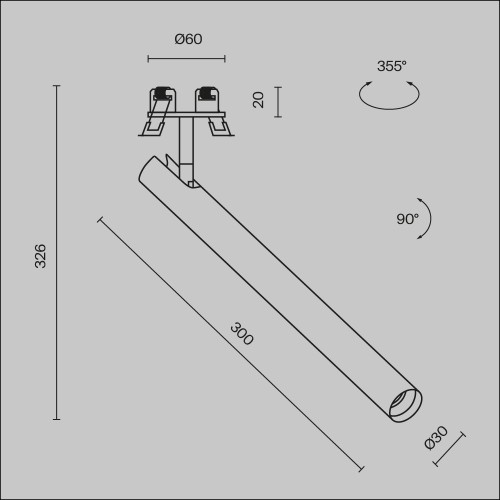 Встраиваемый светильник Technical C141RS-L300-6W3K-B