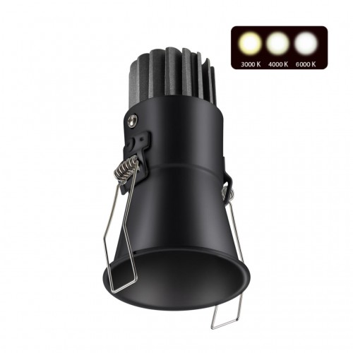 358907 SPOT NT22 229 черный Встраиваемый светодиодный светильник с переключателем цветовой температуры IP20 LED 3000К4000К6000К 7W 220V LANG Novotech