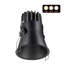 358909 SPOT NT22 229 черный Встраиваемый светодиодный светильник с переключателем цветовой температуры IP20 LED 3000К4000К6000К 12W 220V LANG Novotech
